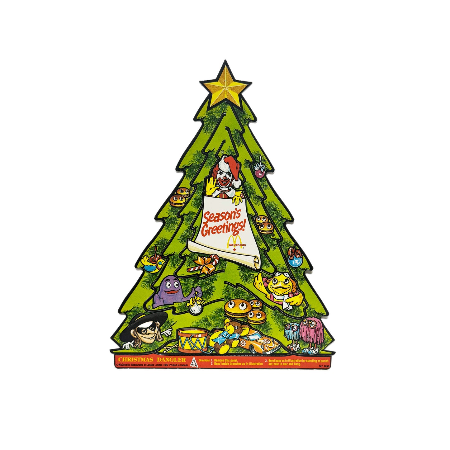 80s  McDonald's Christmas Paper Ornament